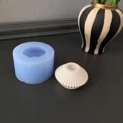 Dekoratif Çizgili Desenli Şamdan Mumluk Silikon Kalıp