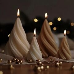 Burgulu Konik Silikon Mum Kalıp - Küçük Boy