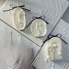 3'lü Set İskandinav Tarz Yüzler Silikon Mum Kalıbı