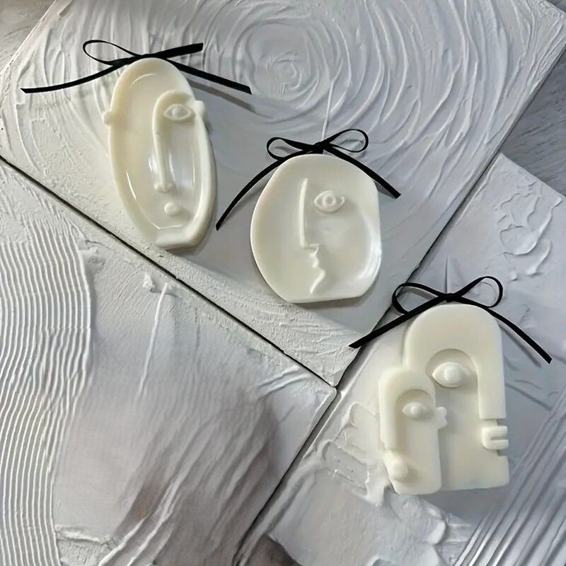 3'lü Set İskandinav Tarz Yüzler Silikon Mum Kalıbı