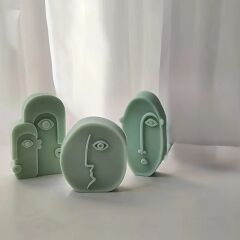 3'lü Set İskandinav Tarz Yüzler Silikon Mum Kalıbı