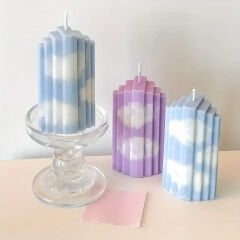 Geometrik Sütunlar Silikon Mum Kalıbı