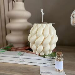 Geometrik Kavisli İp Silikon Mum Kalıbı - Küçük Boy