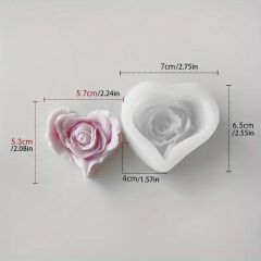 Gül Çiçeği Sivri Kalp Şeklinde Silikon Kalıp