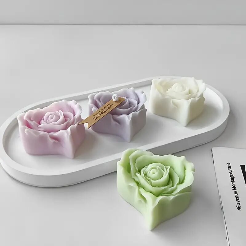 Gül Çiçeği Sivri Kalp Şeklinde Silikon Kalıp