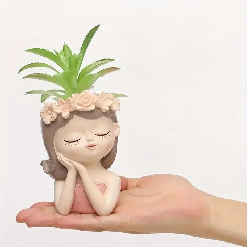 Çiçekli Kız Sukulent Saksı Silikon Kalıbı