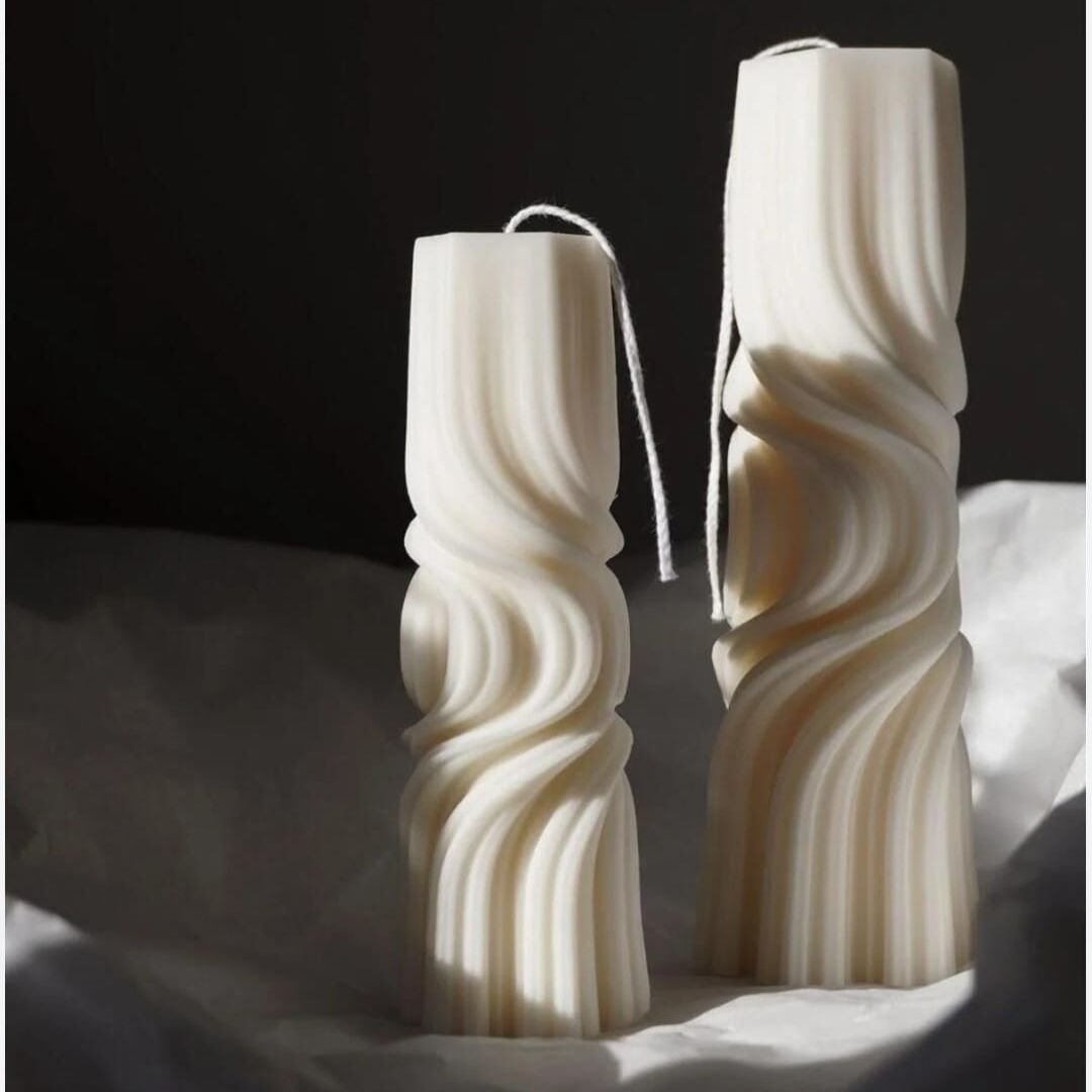 Dalgalı Sütun Dekoratif Obje/ Mum Kalıbı Küçük