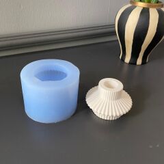 Dekoratif Çizgili Şamdan Silikon Kalıbı