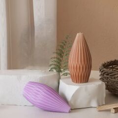 Geometrik Çizgili Konik Obje / Mumluk Silikon Kalıp