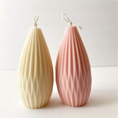 Geometrik Çizgili Konik Obje / Mumluk Silikon Kalıp