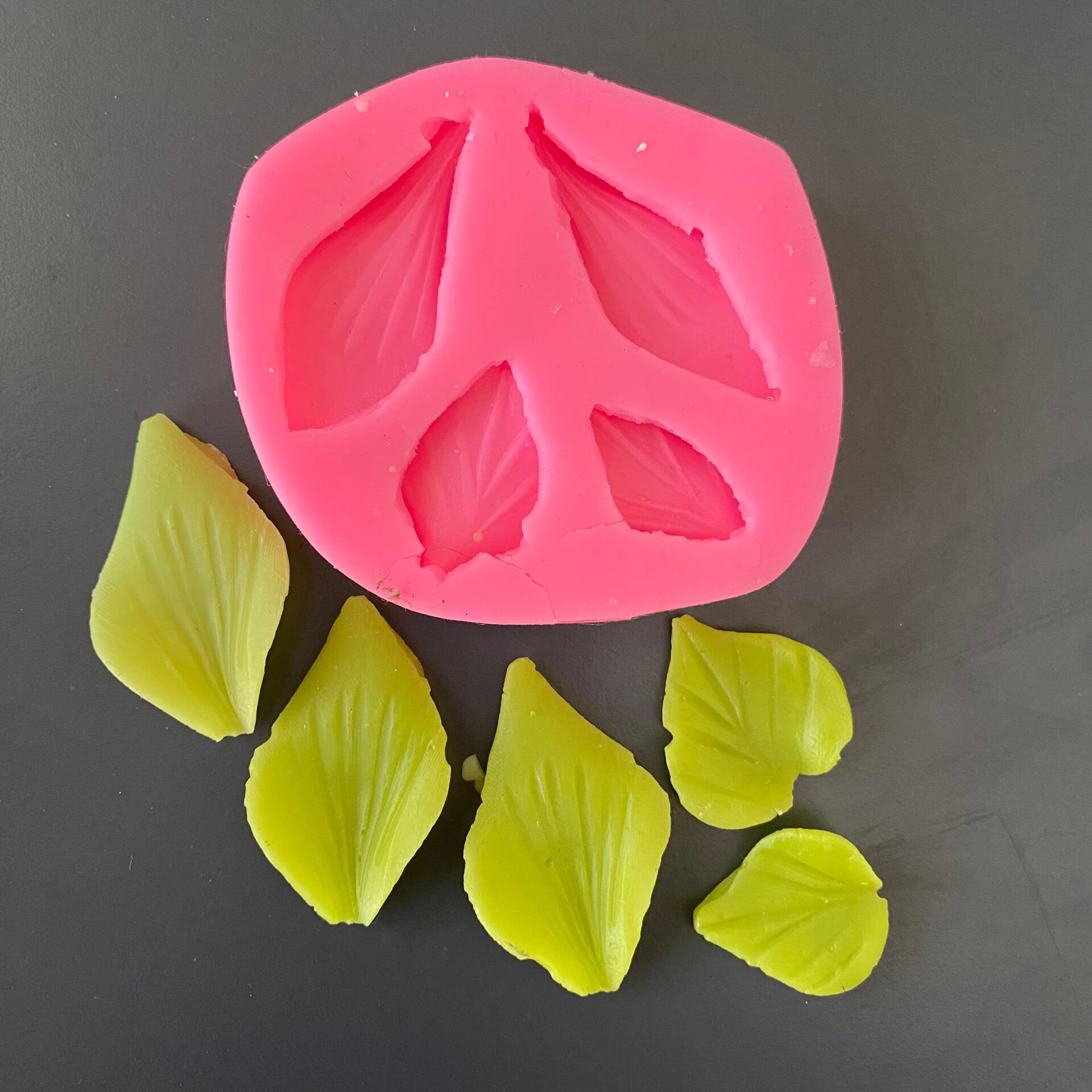 4'lü Yeşil Dal Yaprakları Silikon Kalıp
