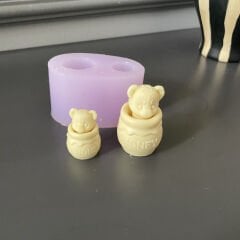 2'li Bal Küpü İçinde Ayıcık Kafaları Silikon Kalıp