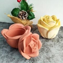 Kapaklı Gül  Silikon Kalıp | Mumluk