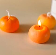 Kabuklu Mandalina Silikon Mum / Meyve Kalıbı