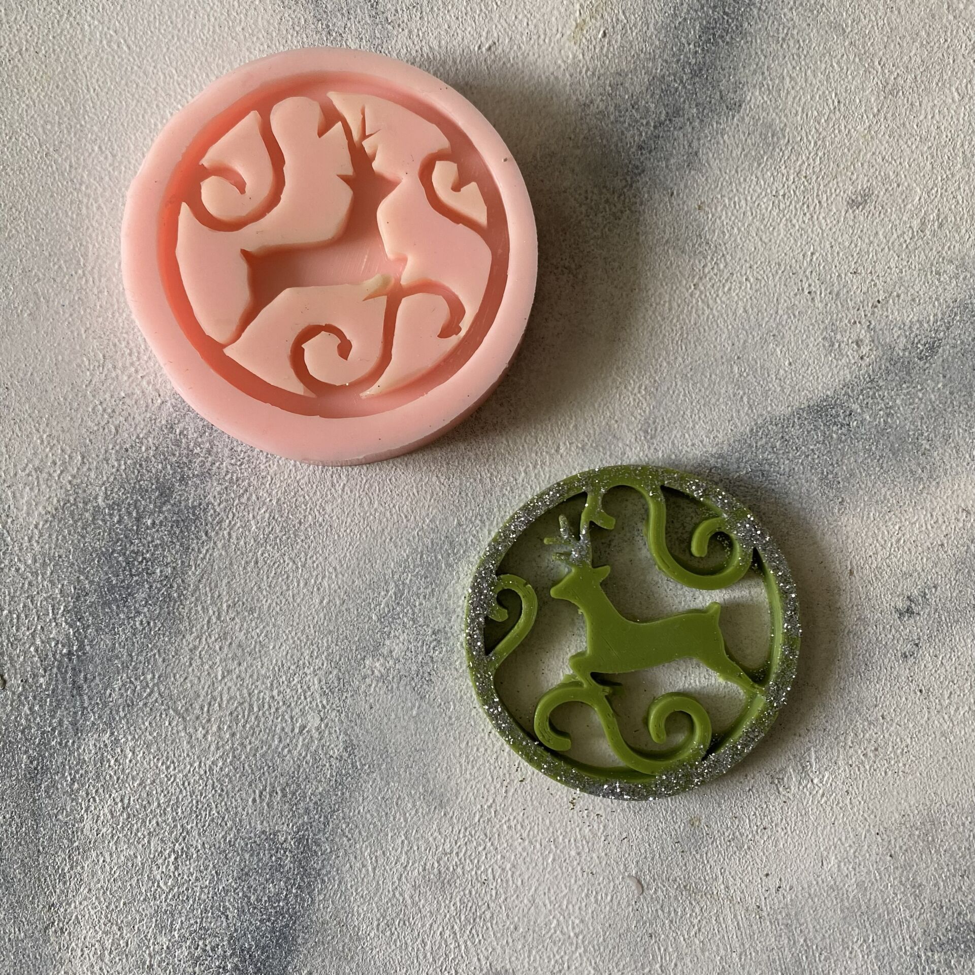 Geyikli Yılbaşı Temalı Mum Kalıbı