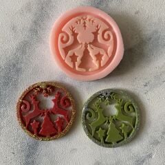 2'li Geyikli Yılbaşı Temalı Mum Kalıbı