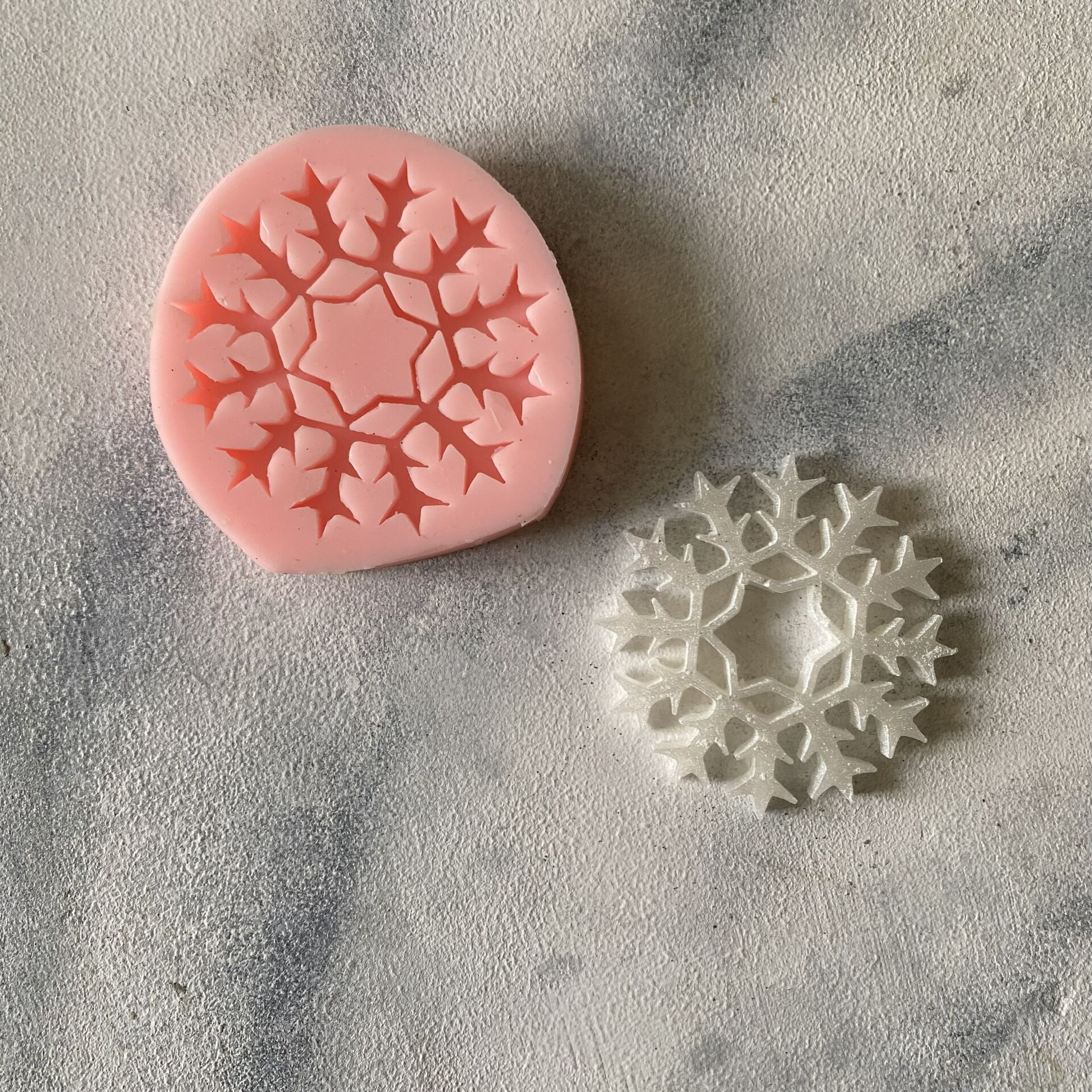 Kar Tanesi - 4 Silikon Mum Kalıbı