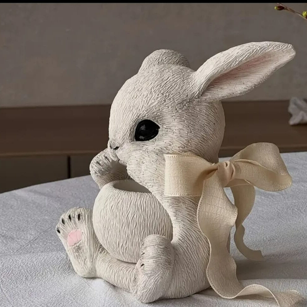 Tavşan Mumluk Silikon Kalıp | Taş tozu ve mum kalıbı