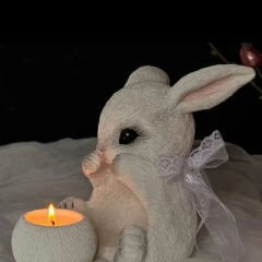 Tavşan Mumluk Silikon Kalıp | Taş tozu ve mum kalıbı