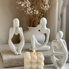 Oturan İnsan Figürler Silikon Kalıp | Dekoratif Heykel 3'lü