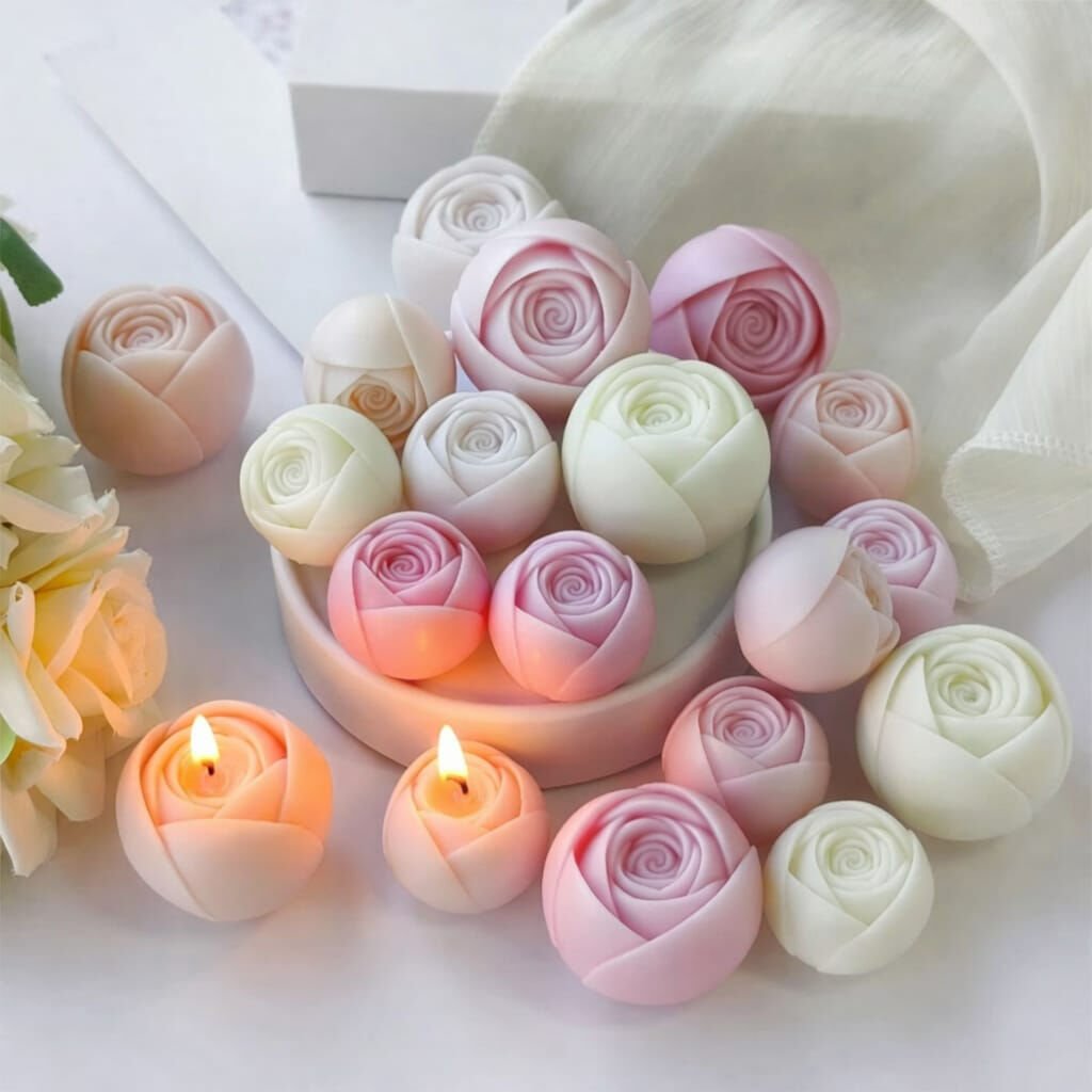 Top Gül Silikon Kalıp ( Küçük Boy)  | Mum ve Taş Tozu Kalıbı