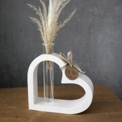 Kalp Formlu Cam Tüplü Dekoratif Vazo / Saksı