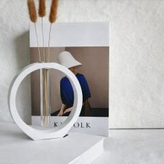 Yuvarlak Formlu Cam Tüplü Dekoratif Vazo / Saksı