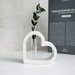 Kalp Vazo Silikon Kalıbı | Tüplü Modern Vazo