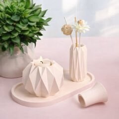 Geometrik Mumluk Şamdanlık Dekor Seti 4 parça